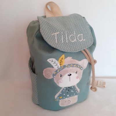 Kinderrucksack Kindergartenrucksack Kitarucksack Boho Bär mit Name personalisiert