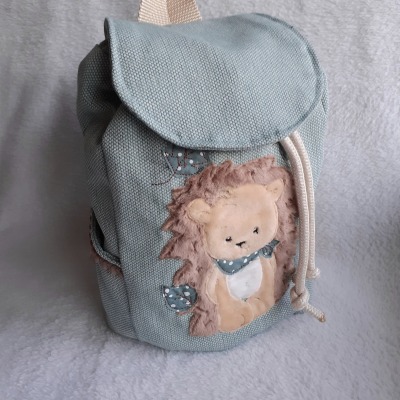 Kindergartentasche Kindergartenrucksack Boho Igel mint Kinderrucksack Kindertasche personalisiert