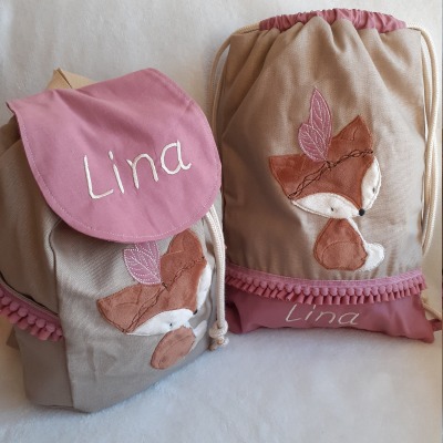 Kindergartentasche Kindergartenrucksack Boho Fuchs Kinderrucksack Kindertasche Turnbeutel mit Name p