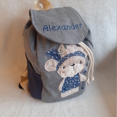 Kinderrucksack Kindergartenrucksack Kitarucksack Boho Bär mit Name personalisiert