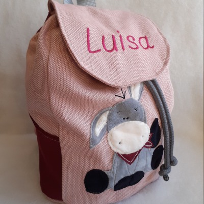 Kindergartentasche Kindergartenrucksack Boho Esel Kinderrucksack Kindertasche personalisiert mit Nam