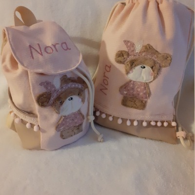 Kunderrucksack Rucksack Turnbeutel Kinderturnbeutel Kinder Bär mit Name personalisiert