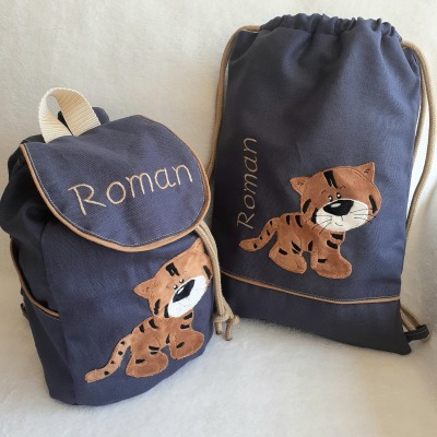 Kindergartentasche Kindergartenrucksack Boho Tiger Kinderrucksack Kindertasche Turnbeutel mit Name p