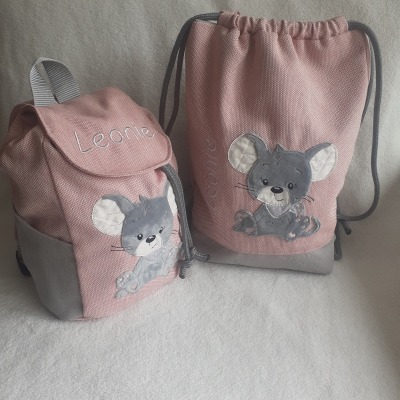 Kindergartentasche Kindergartenrucksack Turnbeutel Boho Maus Kinderrucksack Kindertasche