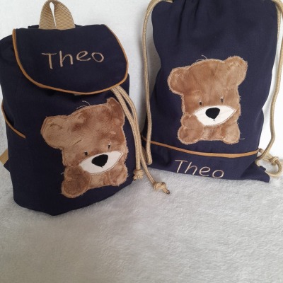 Kindergartentasche Kindergartenrucksack Teddy Bär Kinderrucksack Kindertasche Turnbeutel mit Name p