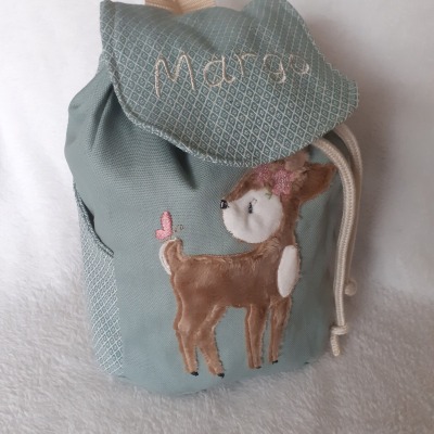 Kindergartentasche Kindergartenrucksack Boho Reh Rehkitz Kinderrucksack Kindertasche personalisiert