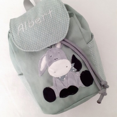 Kindergartentasche Kindergartenrucksack Boho Esel mint Kinderrucksack Kindertasche handgemacht