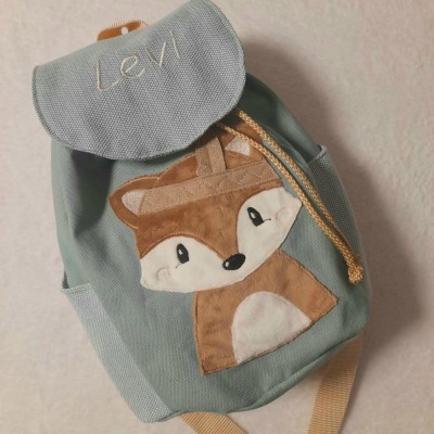 Kindergartentasche Kindergartenrucksack Boho Fuchs mint Kinderrucksack Kindertasche handgemacht