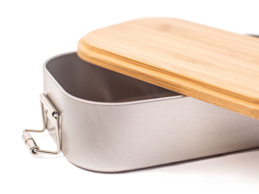 Lunchbox mit Bambus- oder Buchenholzdeckel, personalisiert, Wunschgravur, mit Trennsteg, Eule 3