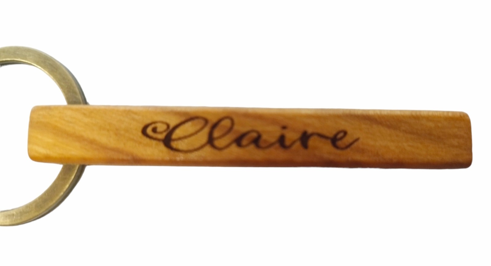 Schlüsselanhänger Holzstab mit Namen personalisiert