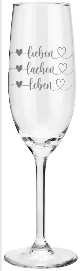 Weinglas oder Sektglas mit Leben, Lieben, Lachen Gravur, Geschenk für Freundin, Mutter, zu