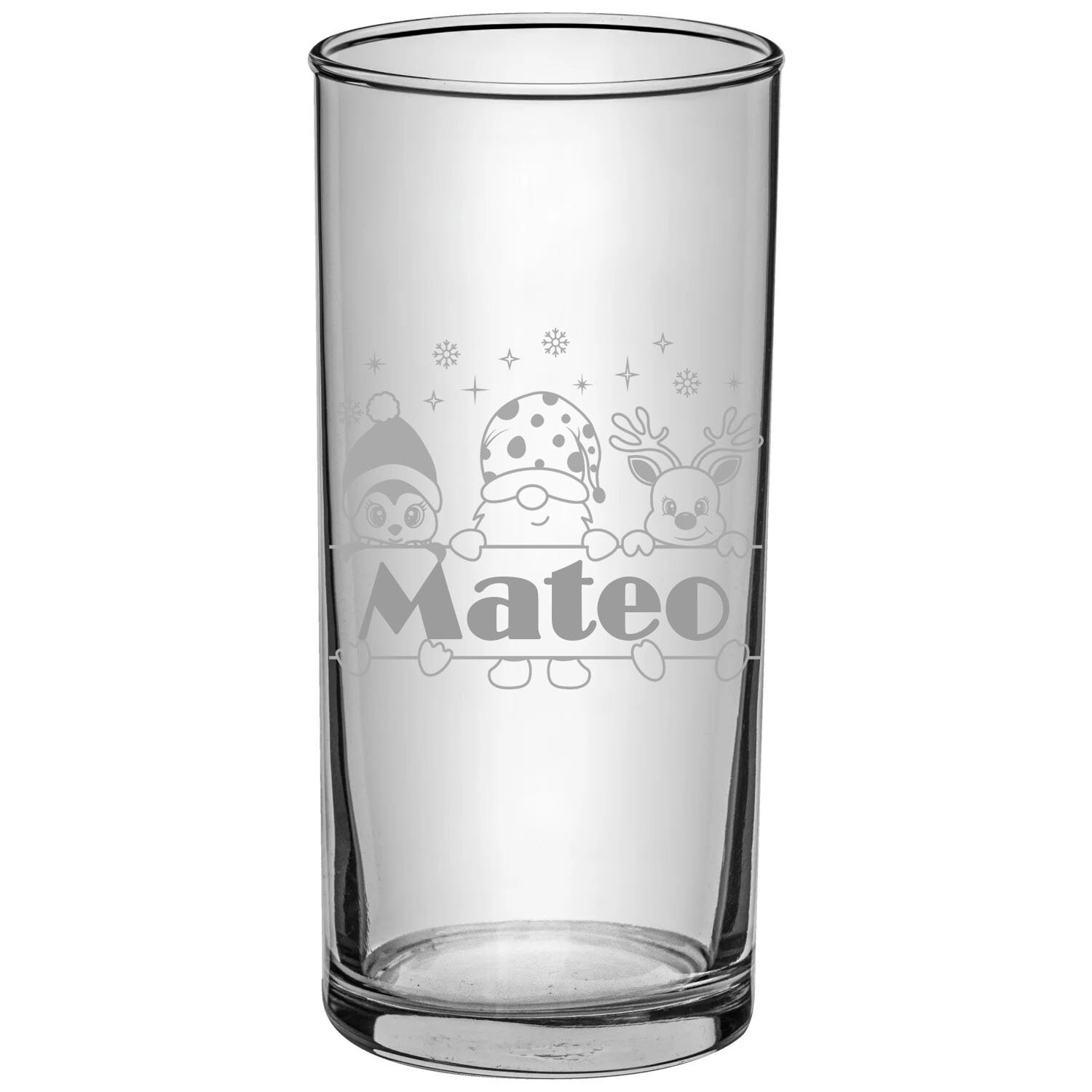 Trinkglas mit Weihnachtsmotiv, mit Namen personalisiert, Weihnachtsgeschenk 2
