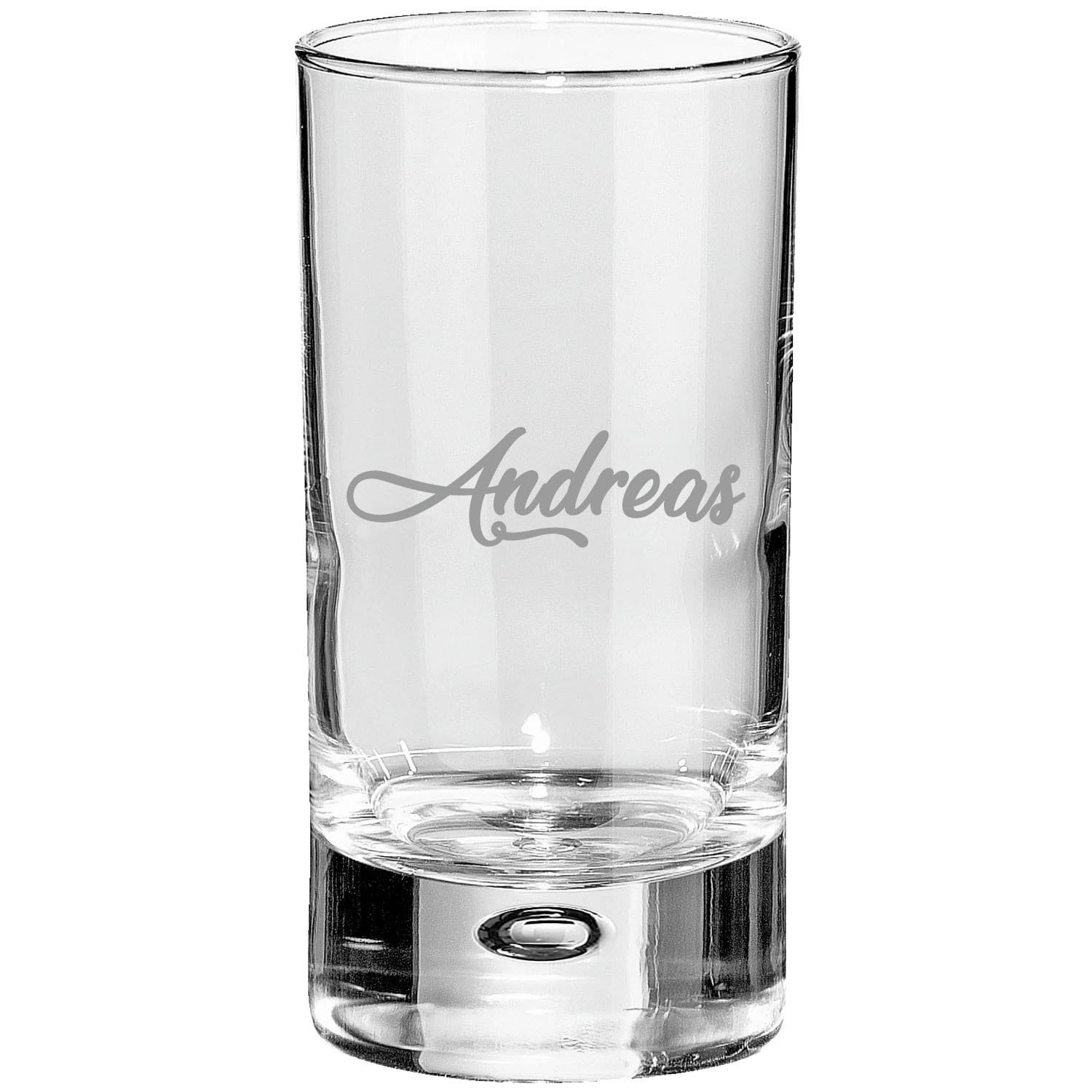 Shotglas, Schnapsglas, personalisiert, mit Wunschnamen, Geschenk, schwere Qualität, massiv, mit