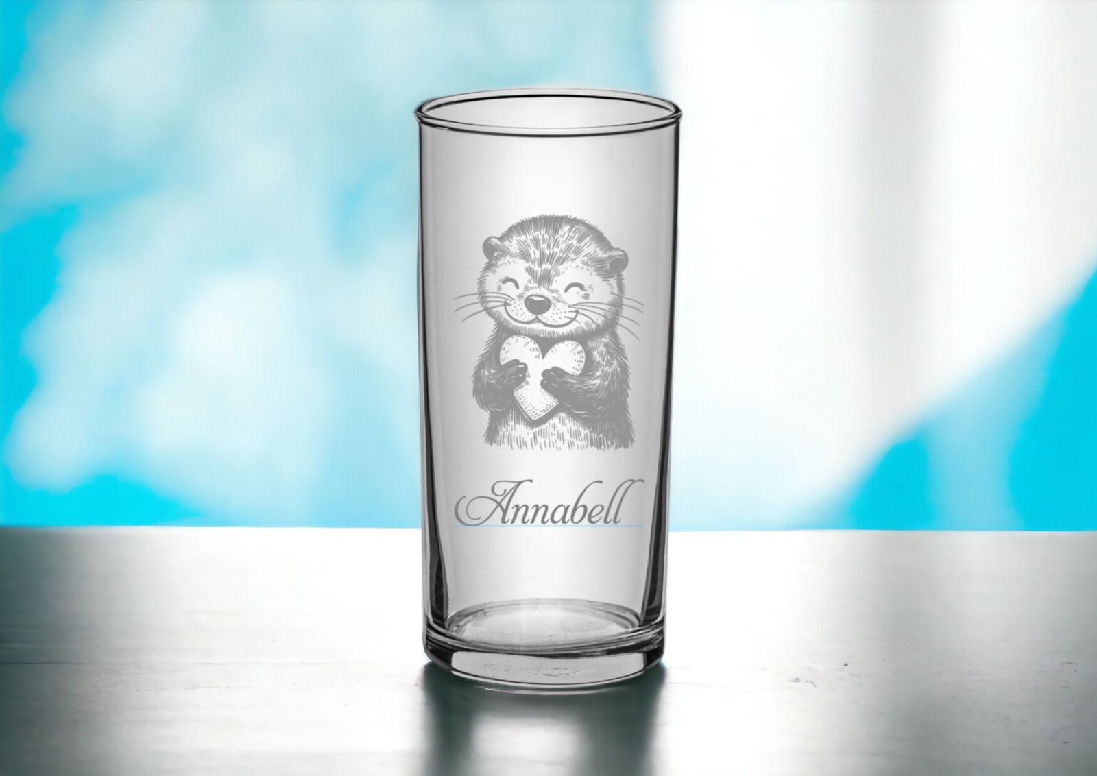 Trinkglas für Kinder Otterliebe, personalisiert mit Namen, tolles Geschenk für Kinder, nachhaltig,