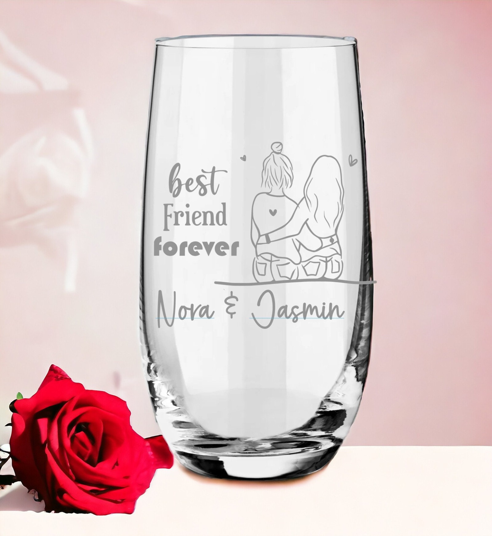 Das perfekte Trinkglas für deine beste Freundin personalisiert, graviert mit deinen Wunschnamen,