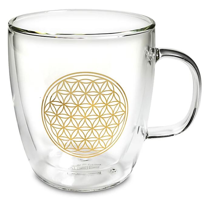 Teeglas mit der Blume des Lebens, doppelwandig