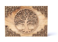 Tarot Box mit Lebensbaum, aus Mangoholz 2