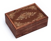 Tarotkistchen mit geschnitztem Lotus aus Akazienholz