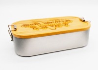 Brotdose Metall + Bambusdeckel, personalisiert mit Namen, für Jungen, Monogramm, mit Lasergravur 4