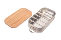 Lunchbox mit Bambus- oder Buchenholzdeckel, personalisiert, Wunschgravur, mit Trennsteg, Feuerwehr 6