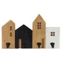 Garderobe Häuserzeile klein, Holz/Metall, 40x24x7cm