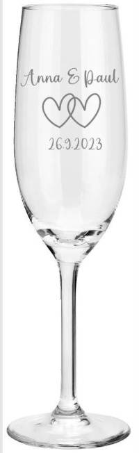 Weinglas oder Sektglas mit Namen &amp; Datum personalisiert, Geschenk für die Hochzeit, das Brautpaar