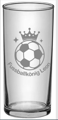 Fussball Kinder Trinkglas mit Gravur, personalisiert mit Namen, Wunschtext, Wasserglas, graviert,