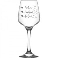 Weinglas oder Sektglas mit Leben, Lieben, Lachen Gravur, Geschenk für Freundin, Mutter, zu