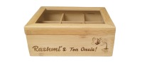 Personalisierte Tee Box - Ein einzigartiges Geschenk für Teeliebhaber aus Bambus, mit 6 Fächern,