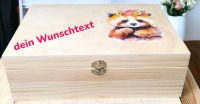 Große Box mit Pandabären, Erinnerungskiste, Geschenkbox, Holz, mit deinem Wunschtext