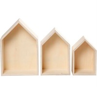 Holzhaus, Holzhäuser, 3er Set, mit Aufhänger, zum dekorieren und gestalten, 3 verschiedene
