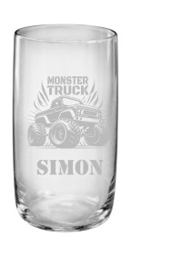 Trinkglas personalisiert mit Namen und Monstertrackmotiv, Geschenk, Kindertrinkglas 2