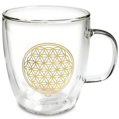 Teeglas mit der Blume des Lebens, doppelwandig