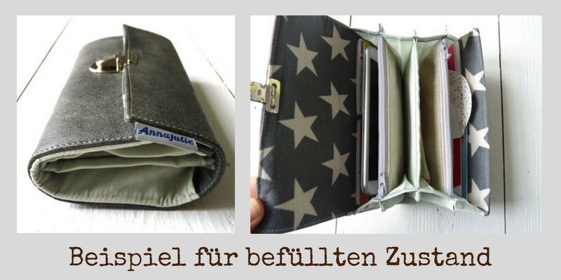 Upcycling wallet | 19 cm/ 7.5 wide | jeans | with floral half rosette | cotton | opulent floral