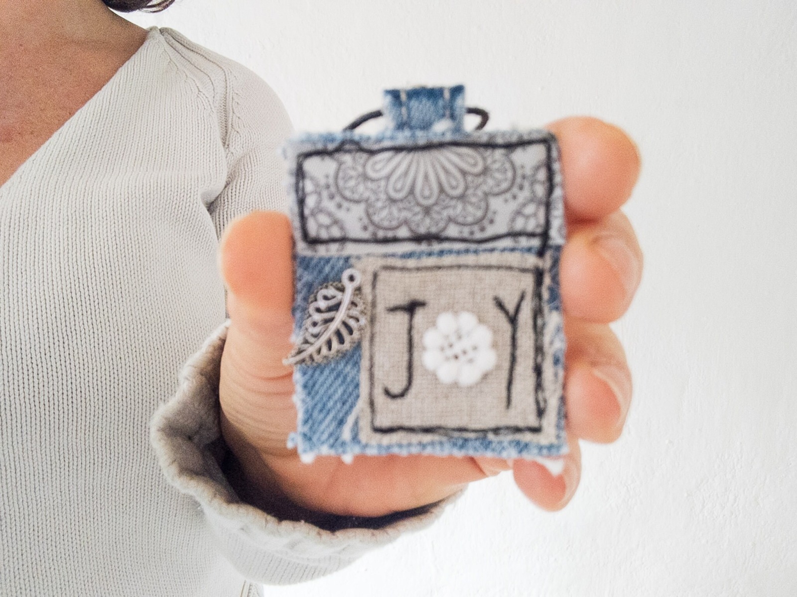 Amulet | Jeans | Linen | Lace | Joy | Variable length | Boho style | Gift for her 5