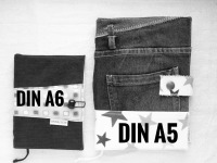 Notizbuch | Hülle | mit Buch | DIN A5 liniert | Tagebuch | Sterne | Jeans | Upcycling | Geschenk