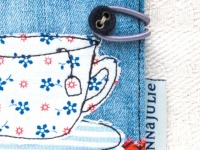 Teebeuteletui | weiß und rot | gepunktet | Heft für Teebeutel | Blumen und Streifen | Tassenmotiv