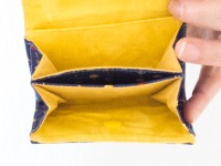 Geldbörse | mini | blaue Baumwolle | bunte Punkte | innen gelb und blau | Geschenk Einschulung 6