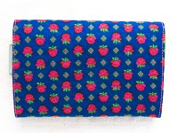 Portemonnaie | 15,5 cm/ 6 breit | Schürzenstoff | königsblau | Vintage | rote Rosen | pink| innen