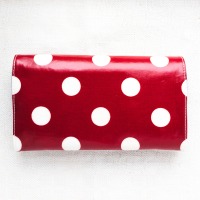 Wachstuch-Portemonnaie | 19 cm/ 7,5 breit | rot | Punkte | weiß | innen Retrostoffe | Geschenk für
