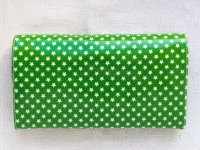 Wachstuch-Portemonnaie | 19 cm/ 7,5 breit | grün| Sterne | weiß | innen Retrostoffe | bunt