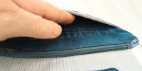 Gürteltasche | Upcycling | Jeans | blau| Patchworklook | braun | Reißverschluss | Sterne |