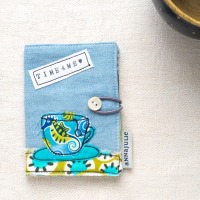 Teebeuteletui | blau, türkis und grün| Heft für Teebeutel | verspielt | Blumen, Seepferdchen und