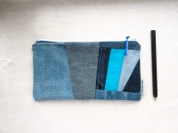 Upcycling Stiftemäppchen | 23 cm/ 9,06 lang und 11 cm/ 4,3 hoch | Jeans | blau und türkis |