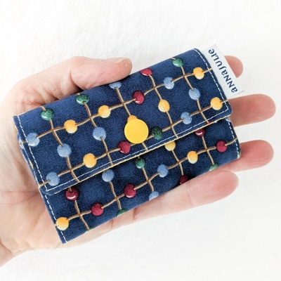 Wallet | mini | blue cotton | colorful dots | yellow and blue inside | school enrolment gift - The