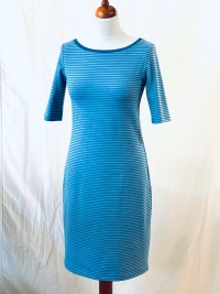 Damen Kleid Pajala , Stoffmuster wählbar, figurbetontes Kleid, U-Boot Ausschnitt, Kleid mit