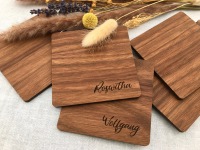 Untersetzer Holz mit Gravur, Nussbaum, Untersetzer personalisiert, Gastgeschenk, Namensgravur 3