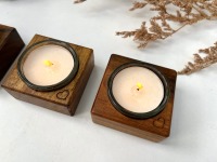 Teelicht aus Holz mit Herz, Kerzenständer, Teelichthalter 4