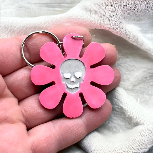 Totenkopf Blume Silikon Anhänger Gießform, 2er Set Schlüsselanhänger Epoxidharzform,