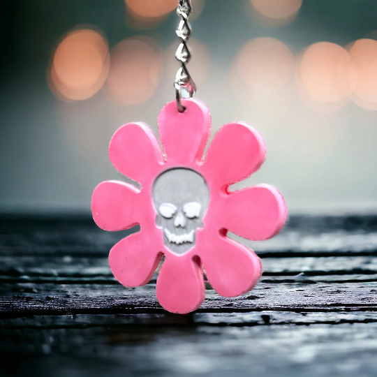 Totenkopf Blume Silikon Anhänger Gießform, 2er Set Schlüsselanhänger Epoxidharzform,